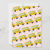 Rosa Räder auf dem Bus 1. Geburtstag Einladung (Rückseite)