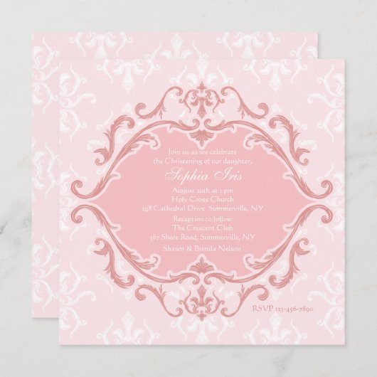 Rosa Raffinierung Einladung (Vorne/Hinten)