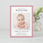 Rosa Rahmen einfache Taufe Einladung (Stehend Vorderseite)