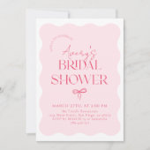 Rosa Rahmen Wavy Frame Modernes Brautparty Einladung (Vorderseite)