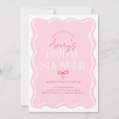 Rosa Rahmen Wavy Frame Modernes Brautparty Einladung (Vorderseite)
