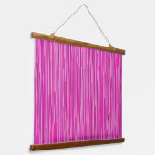 Rosa Rain Vertikale Strickkunst Wandteppich Mit Holzrahmen (Gewinkelt)