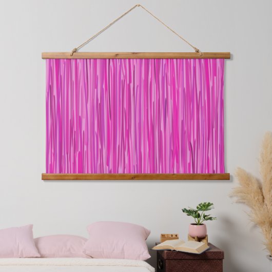 Rosa Rain Vertikale Strickkunst Wandteppich Mit Holzrahmen (Schlafzimmer)