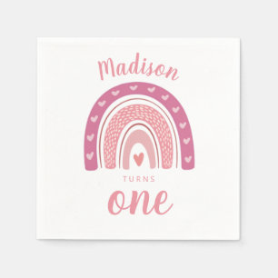 Rosa Rainbow Boho Erster Geburtstag Serviette