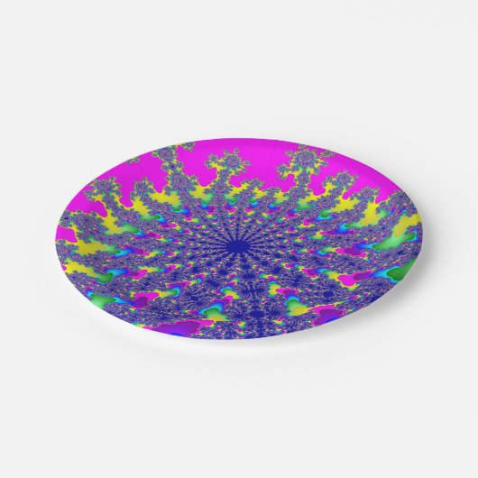 Rosa Rainbow Burst Pappteller (Schrägansicht)