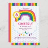 Rosa Rainbow Kindergeburtstag Party Einladung (Vorne/Hinten)