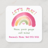 Rosa Rainbow RoundSquare Play Date Cards Quadratische Visitenkarte (Vorderseite)