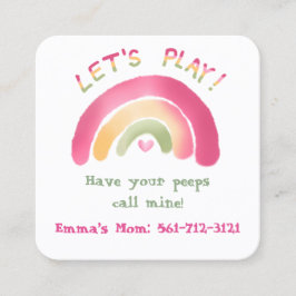 Rosa Rainbow RoundSquare Play Date Cards Quadratische Visitenkarte