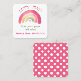 Rosa Rainbow RoundSquare Play Date Cards Quadratische Visitenkarte