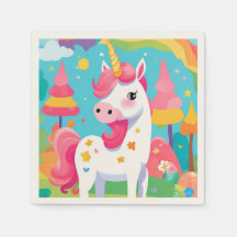 Rosa Rainbow Unicorn Geburtstag Napkin