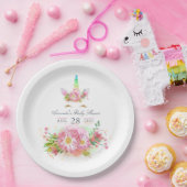 Rosa Rainbow Unicorn Girl Baby Dusche Pappteller (Party)