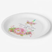 Rosa Rainbow Unicorn Girl Baby Dusche Pappteller (Schrägansicht)