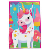Rosa Rainbow Unicorn Mittlere Geschenktüte (Rückseite)