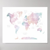Rosa Rainbow World Map Kinderzimmer Deco Poster (Vorne)