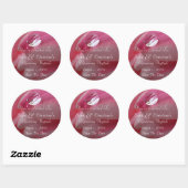 Rosa Raindrop Wedding Runder Aufkleber (Blatt)