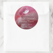 Rosa Raindrop Wedding Runder Aufkleber (Tasche)