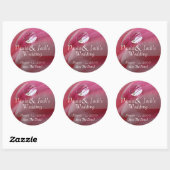 Rosa Raindrop Wedding Runder Aufkleber (Blatt)