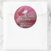 Rosa Raindrop Wedding Runder Aufkleber (Tasche)