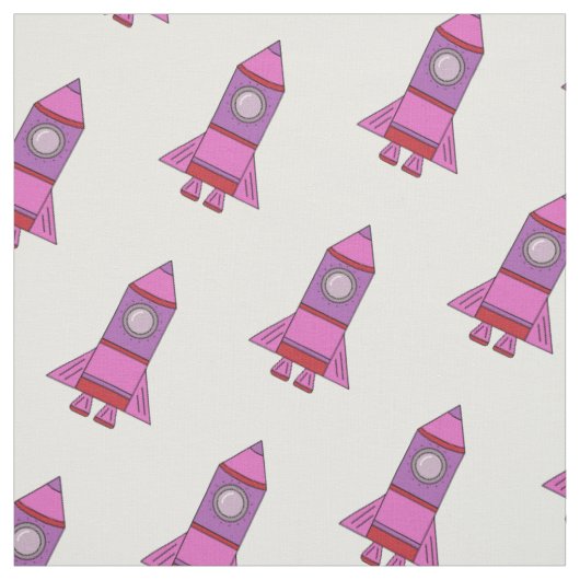 Rosa Rakete - Weltraummuster für Kinder Stoff (Muster)