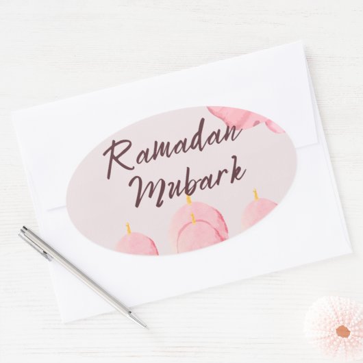 Rosa Ramadan Ovaler Aufkleber (Umschlag)