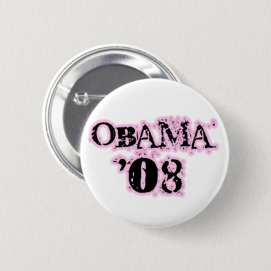 Rosa Rand-Knopf Obama 08 Button (Vorne & Hinten)