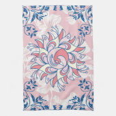 Rosa Rangoli Grafik, helles Leben Geschirrtuch (Vertikal)