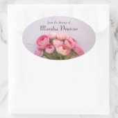 Rosa Ranunculus auf strukturiertem Buchzeichen Ovaler Aufkleber (Tasche)
