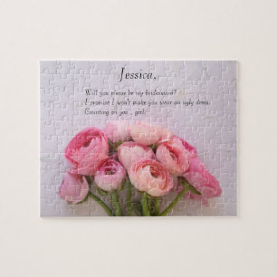Rosa Ranunculus auf strukturiertem Hintergrund Puzzle