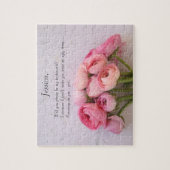 Rosa Ranunculus auf strukturiertem Hintergrund Puzzle (Vertikal)