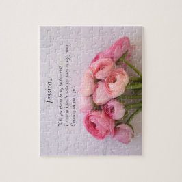 Rosa Ranunculus auf strukturiertem Hintergrund Puzzle