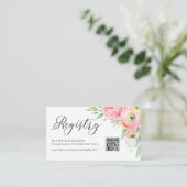 Rosa Ranunculus Baby Show QR Code Registrierung Begleitkarte (Stehend Vorderseite)