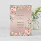 Rosa Ranunculus Bemalte Hochzeit Einladung (Stehend Vorderseite)