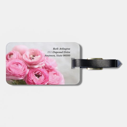 Rosa ranunculus-Blume Gepäckanhänger (Rückseite horizontal)