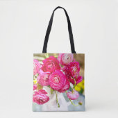 Rosa Ranunculus Blume Tote Tasche (Vorderseite)