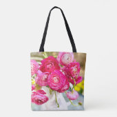 Rosa Ranunculus Blume Tote Tasche (Rückseite)