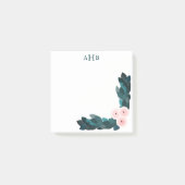 Rosa Ranunculus Blume und Blätter Anfangsbuchstabe Post-it Klebezettel (Vorderseite)