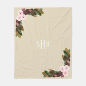 Rosa Ranunculus Blume und Foliage mit Initialen Fleecedecke (Vorderseite)