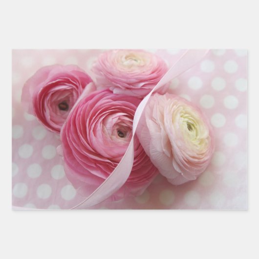 Rosa Ranunculus Geschenkpapier Set (Vorderseite 3)