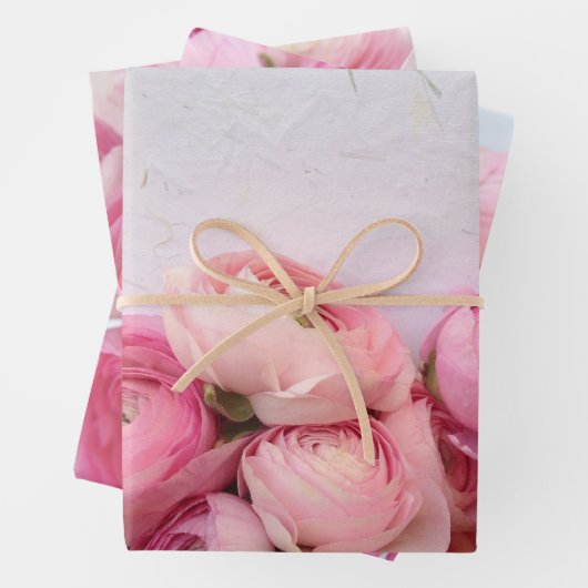 Rosa Ranunculus Geschenkpapier Set (Beispiel)