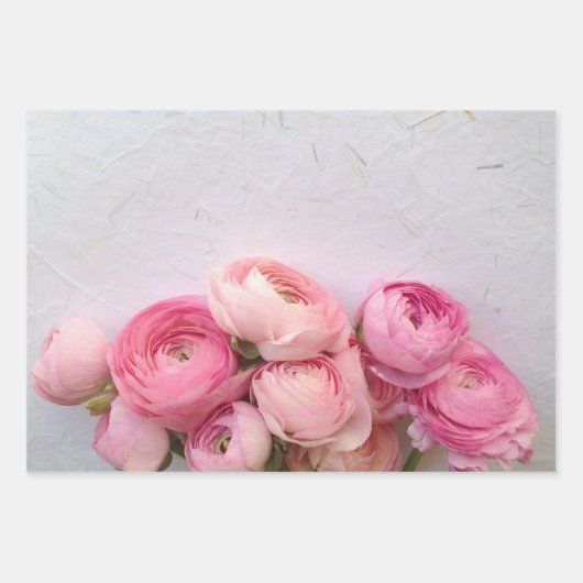 Rosa Ranunculus Geschenkpapier Set (Vorderseite)
