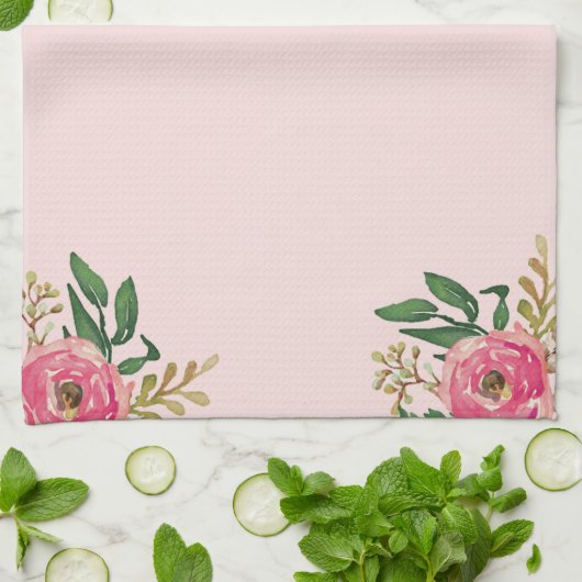 Rosa Ranunculus Küchentuch (Gefaltet)