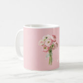 Rosa Ranunkelblumen Marienkäfer Kaffeetasse (Vorderseite Links)