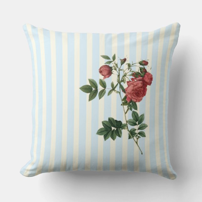 Rosa rapa Elfenbein & Blaufarbe Kissen (Vorderseite)