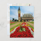 Rosa Rathaus, Calais, Frankreich Blume Postkarte (Vorne/Hinten)