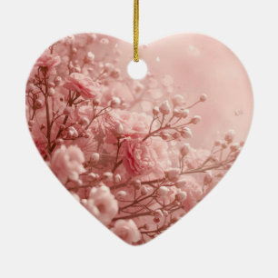 Rosa Rauchblüten auf einem romantischen Valentinsb Keramik Ornament