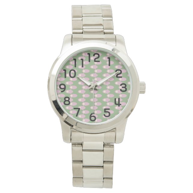 Rosa Raumschiffe Armbanduhr (Vorderseite)