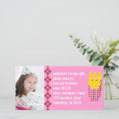 Rosa Raute Birthdy Foto Einladung (Stehend Vorderseite)