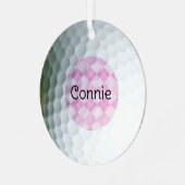 Rosa Raute Golf Lover Personalisiert Ornament Aus Metall (Vorderseite links)