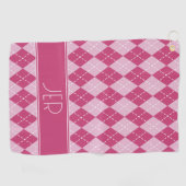 Rosa Raute Karierte Monogramm-Initialen Golfhandtuch (Horizontal)