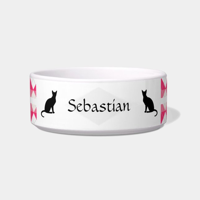 Rosa Raute personalisierbare Katzenfutterschale Napf (Vorderseite)